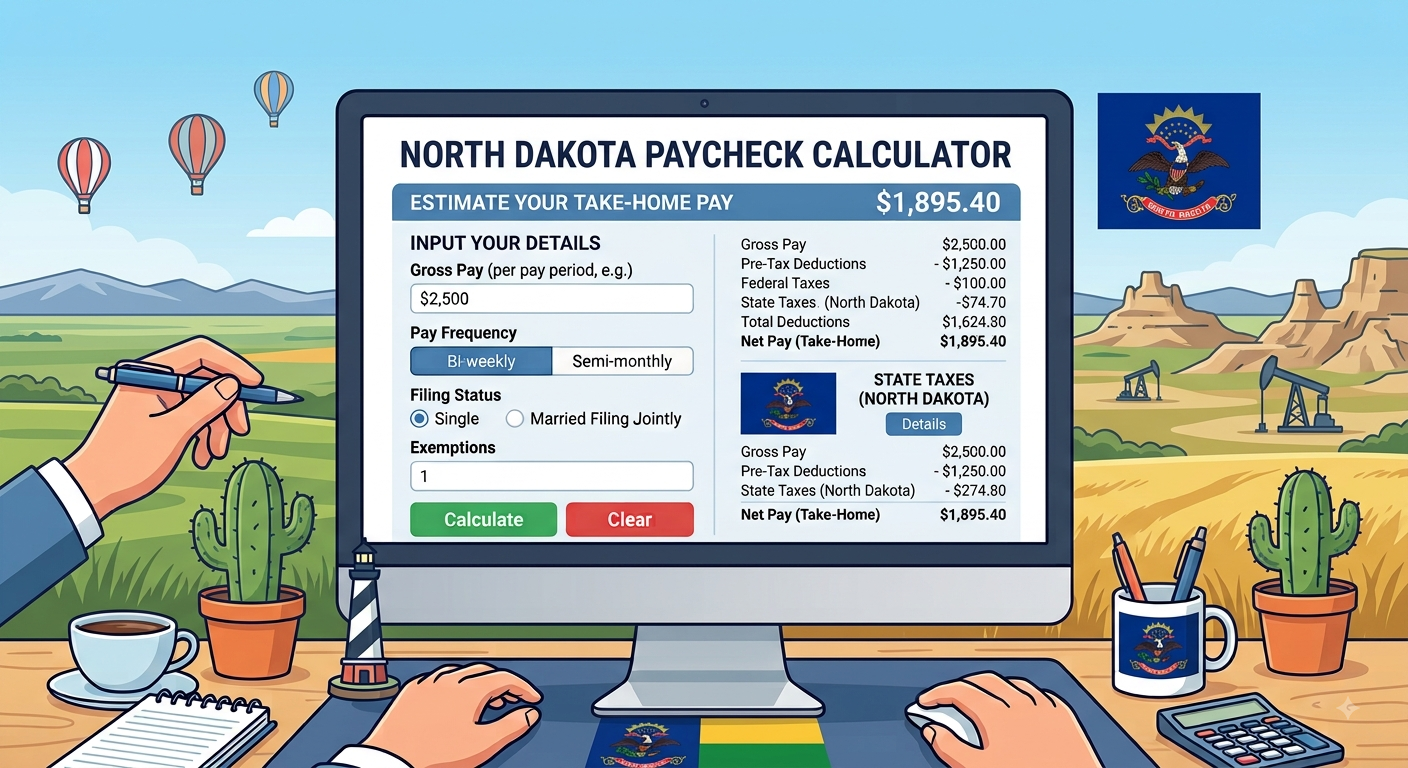North Dakota Paycheck Calculator